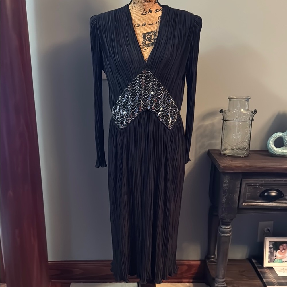 Vintage Darcy Elegant Black Dress with Silver Accents size 15/16